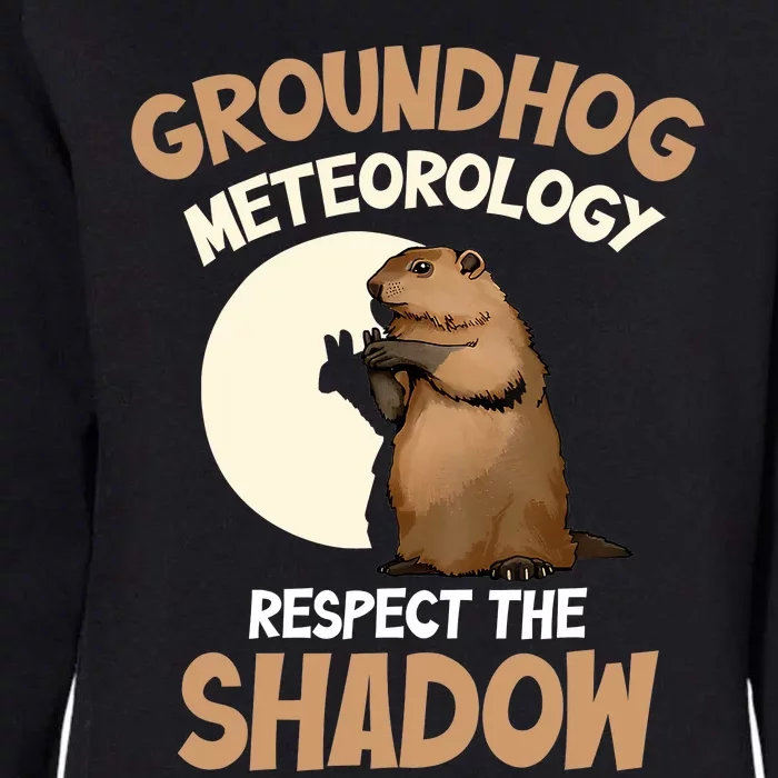 Respect The Shadow Meteorology Funny Groundhog Day Womens California Wash Sweatshirt