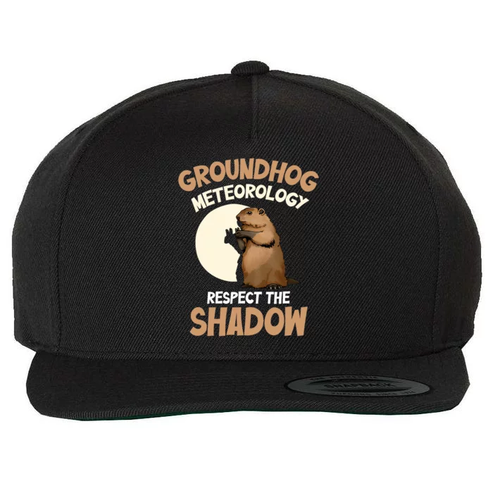 Respect The Shadow Meteorology Funny Groundhog Day Wool Snapback Cap