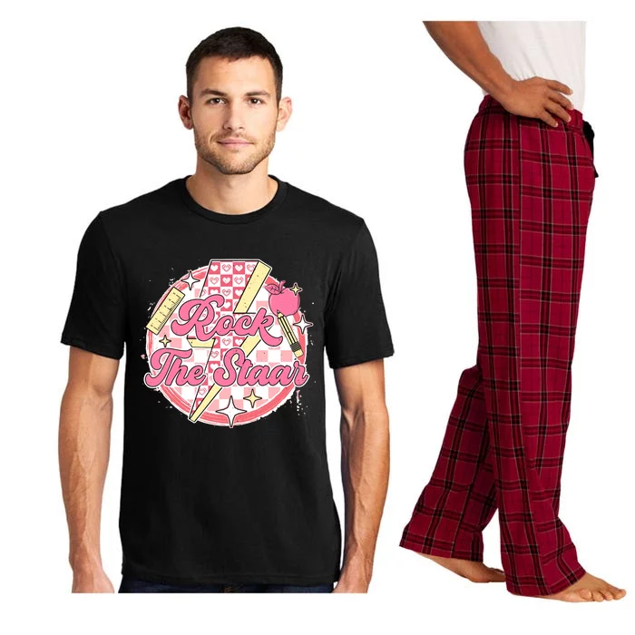 Rock The STAAR Teacher Student Funny Testing Day Checkered Pajama Set