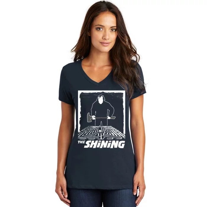 retro The Shining Maze White Women's V-Neck T-Shirt