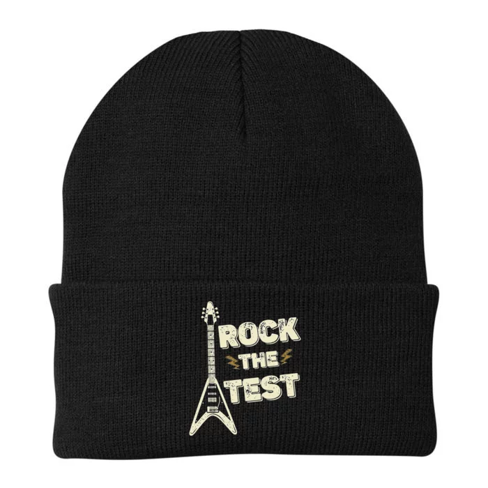 Rock The Test Guitar Testing Day Teacher Test Day Teacher Knit Cap Winter Beanie