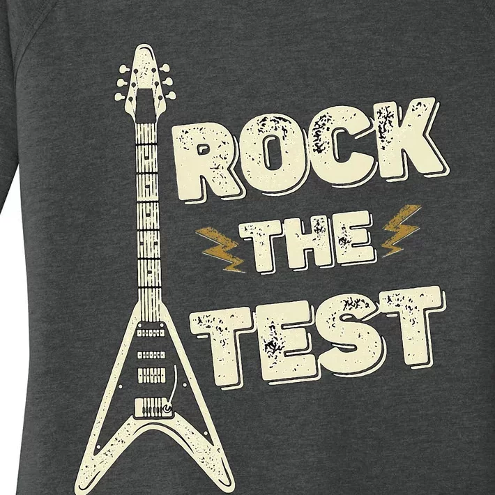 Rock The Test Guitar Testing Day Teacher Test Day Teacher Women's Perfect Tri Tunic Long Sleeve Shirt