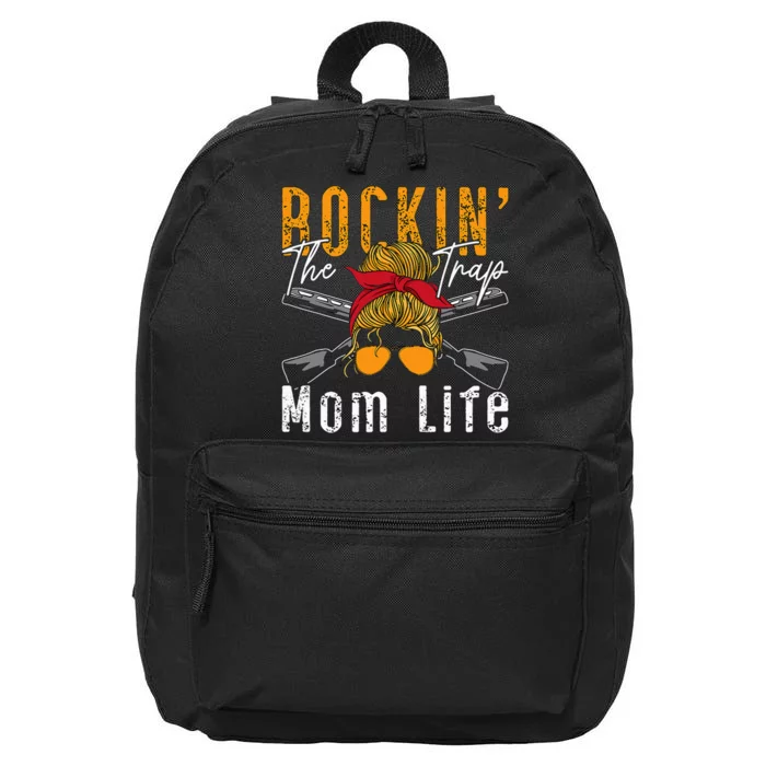 Rockin The Trap Mom Life Clay Target Shooting Clay Shooting 16 in Basic Backpack