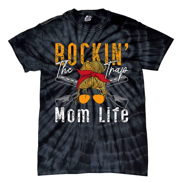 Rockin The Trap Mom Life Clay Target Shooting Clay Shooting Tie-Dye T-Shirt