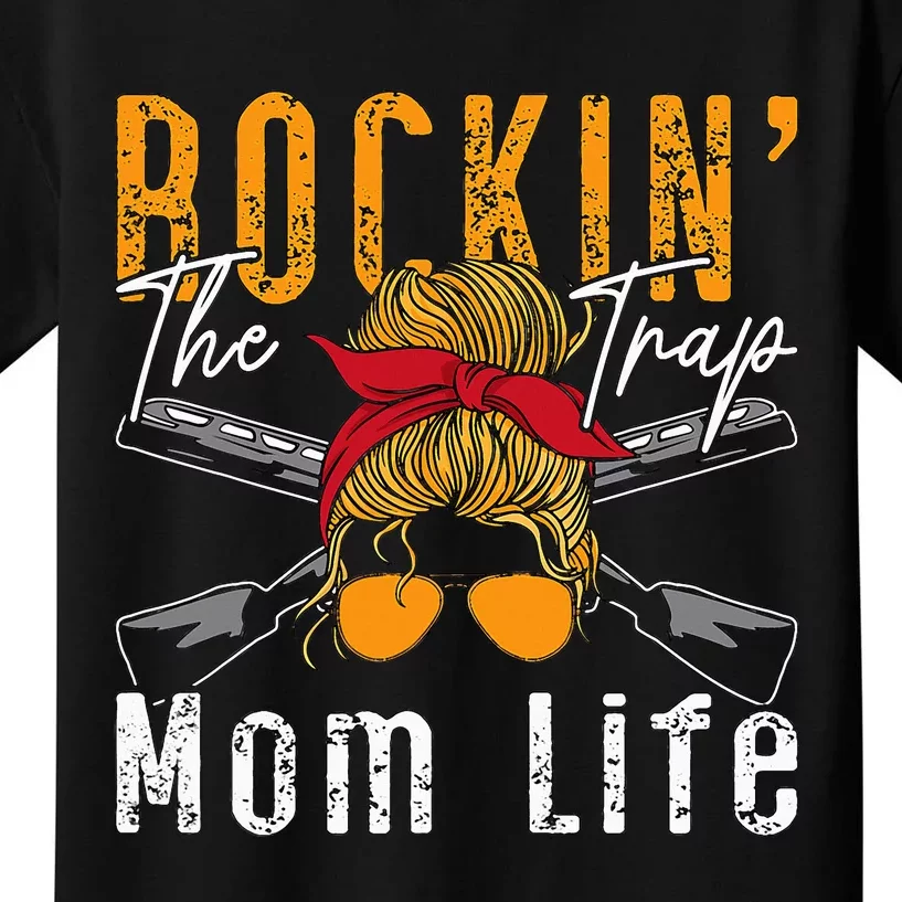 Rockin The Trap Mom Life Clay Target Shooting Clay Shooting Kids T-Shirt