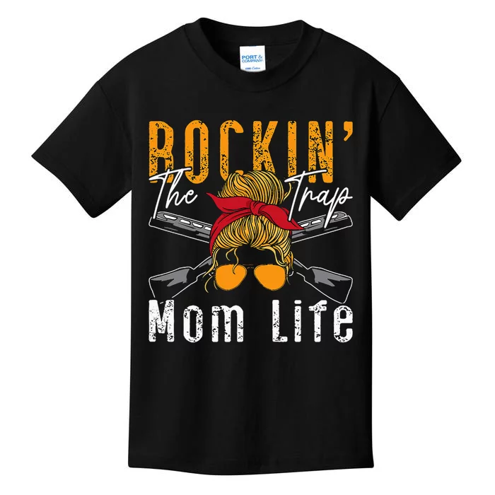 Rockin The Trap Mom Life Clay Target Shooting Clay Shooting Kids T-Shirt