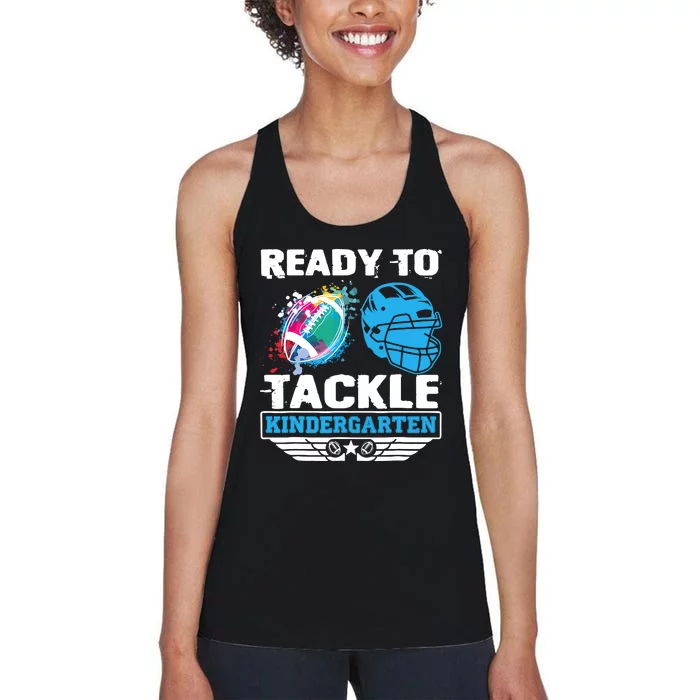 Ready To Tackle Kindergarten Football Back To School Boy Women's Racerback Tank