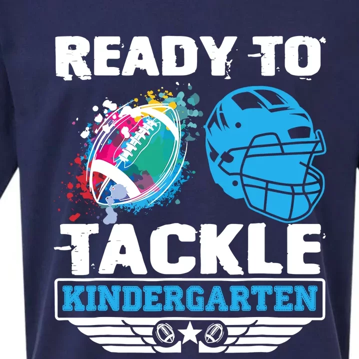 Ready To Tackle Kindergarten Football Back To School Boy Sueded Cloud Jersey T-Shirt