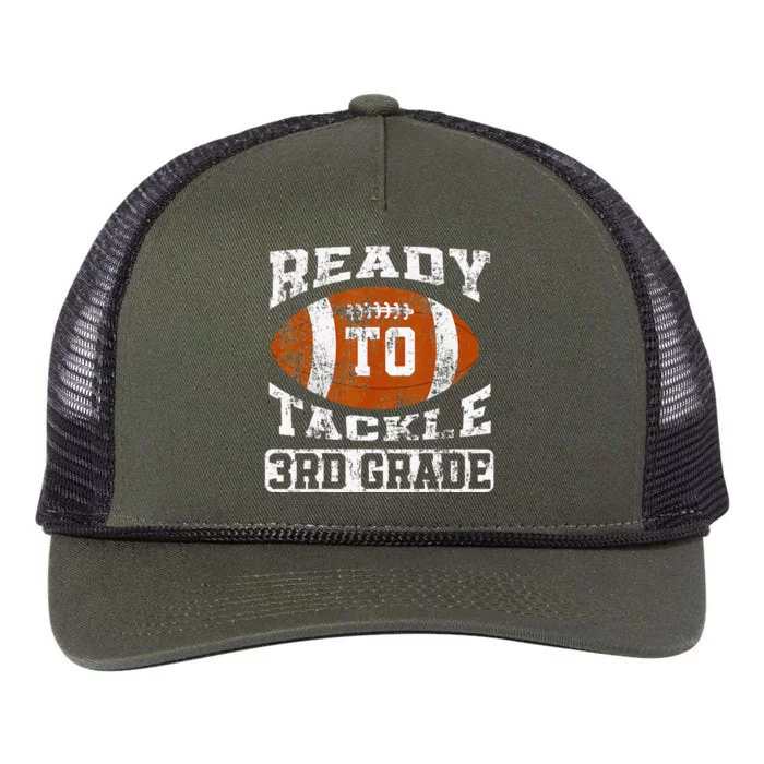 Ready To Tackle Third Grade First Day Of School Football Retro Rope Trucker Hat Cap