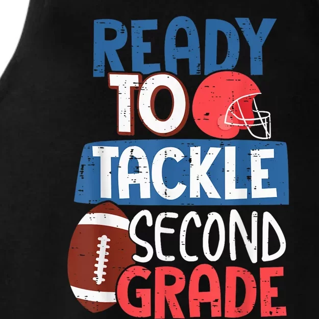 Ready To Tackle 2nd Grade Football Back To School Ladies Tri-Blend Wicking Tank