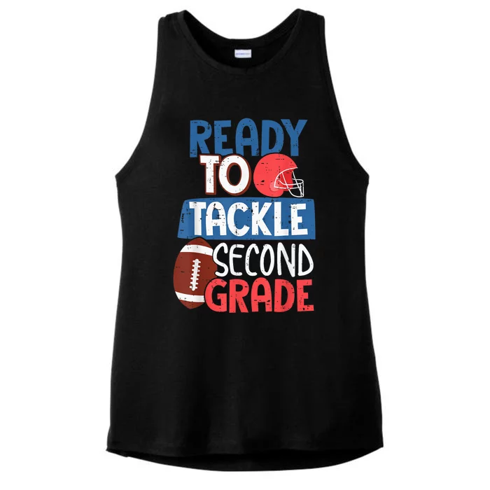 Ready To Tackle 2nd Grade Football Back To School Ladies Tri-Blend Wicking Tank