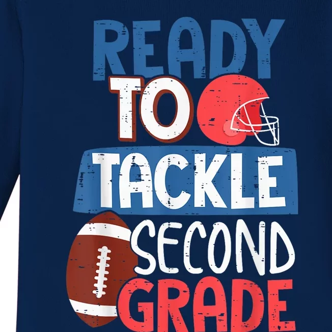 Ready To Tackle 2nd Grade Football Back To School Baby Long Sleeve Bodysuit