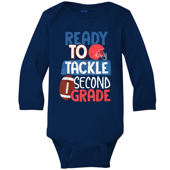 Ready To Tackle 2nd Grade Football Back To School Baby Long Sleeve Bodysuit