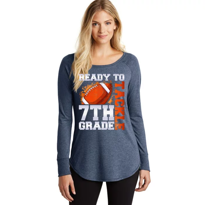 Ready To Tackle 7th Grade Football Back To School First Day Women's Perfect Tri Tunic Long Sleeve Shirt