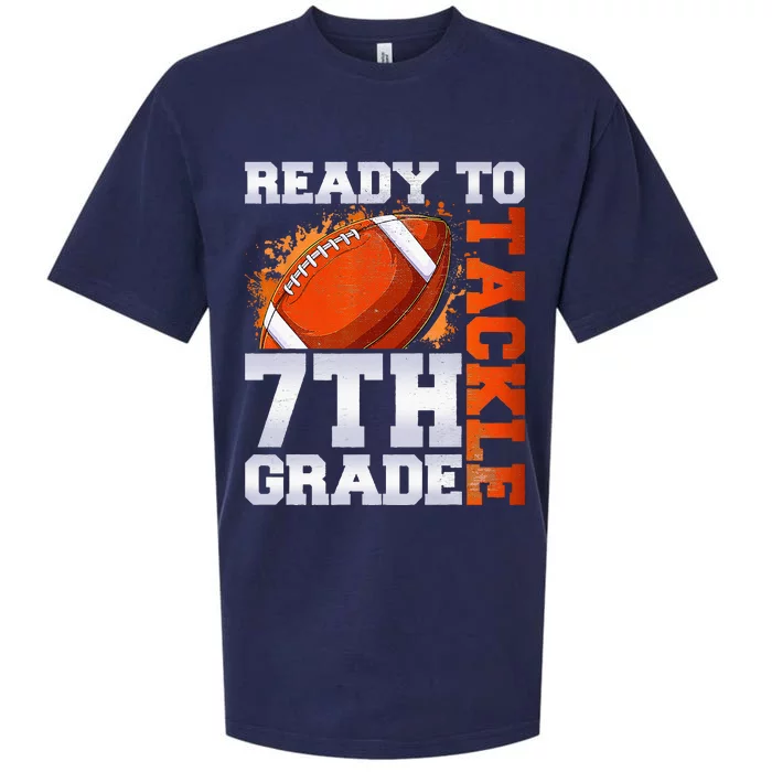 Ready To Tackle 7th Grade Football Back To School First Day Sueded Cloud Jersey T-Shirt