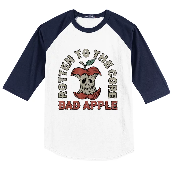 Rotten To The Core Bad Apple Funny Baseball Sleeve Shirt