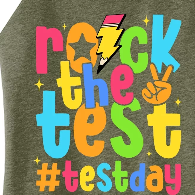 Rock The Test Testing Day Motivational Teacher Student Women’s Perfect Tri Rocker Tank