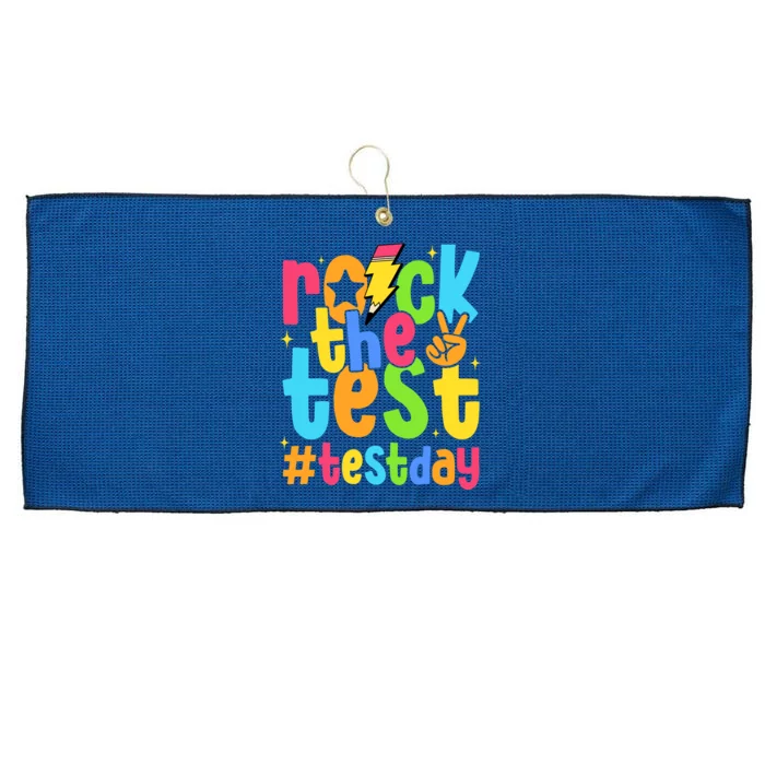 Rock The Test Testing Day Motivational Teacher Student Large Microfiber Waffle Golf Towel