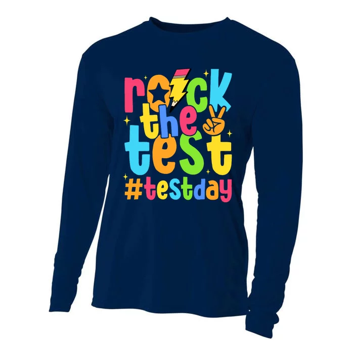 Rock The Test Testing Day Motivational Teacher Student Cooling Performance Long Sleeve Crew