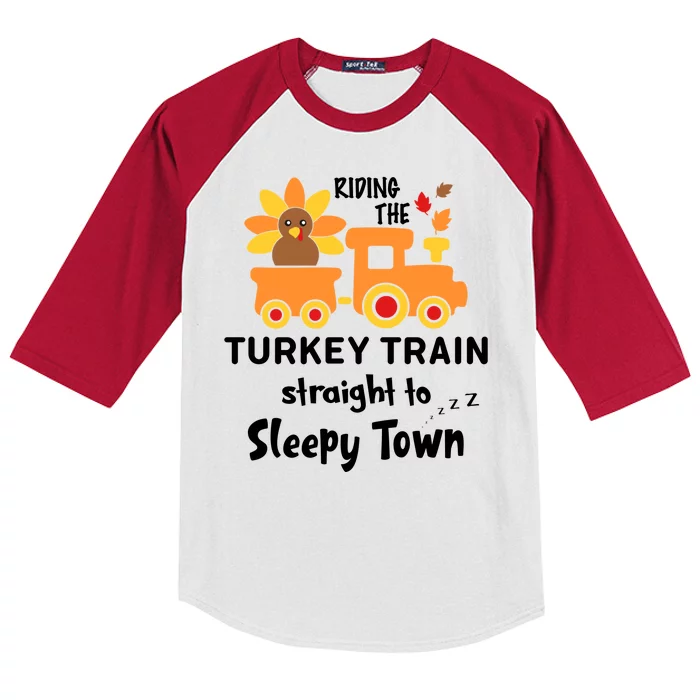 Riden The Turkey Train Sleepy Town Kids Colorblock Raglan Jersey