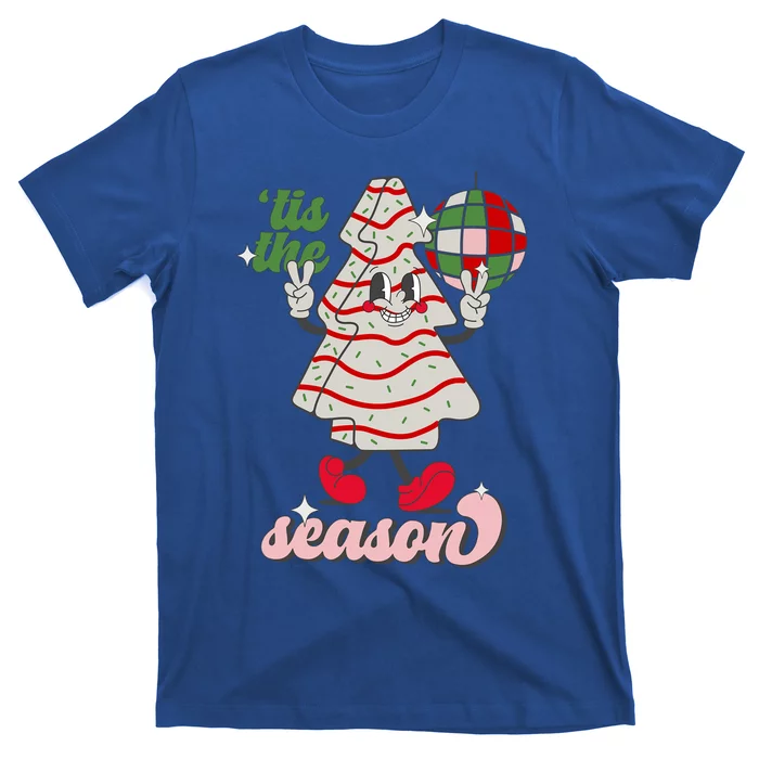 Retro Tis The Season Christmas Tree Cake Funny Xmas Costume Gift T-Shirt