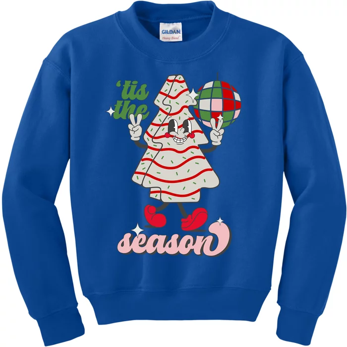 Retro Tis The Season Christmas Tree Cake Funny Xmas Costume Gift Kids Sweatshirt