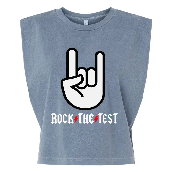 Rock The Test Teacher Test Day Testing Day Funny Teacher Garment-Dyed Women's Muscle Tee