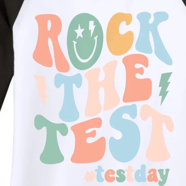 Rock The Test Testing Day Retro Motivational Teacher Student Women's Tri-Blend 3/4-Sleeve Raglan Shirt