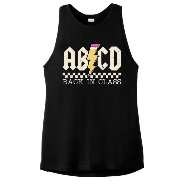 Retro Teacher Tour Abcd Back To School Classic Rock Ladies Tri-Blend Wicking Tank