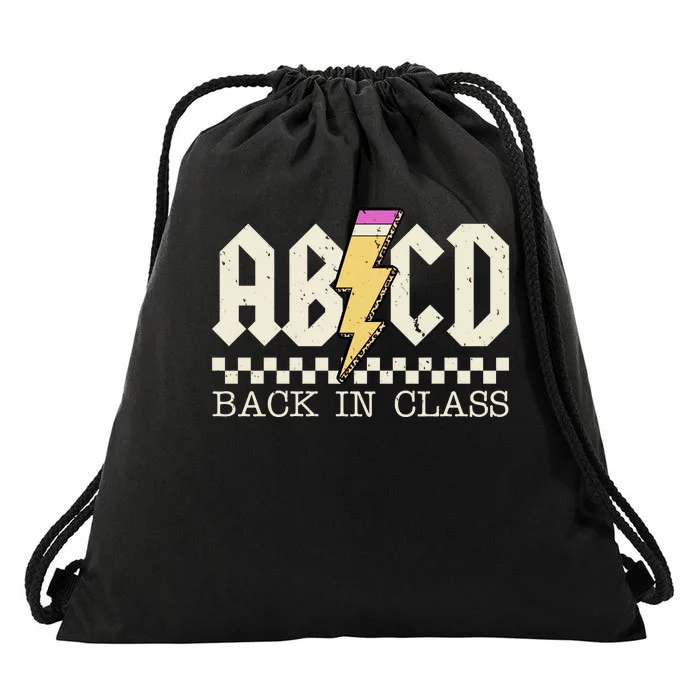 Retro Teacher Tour Abcd Back To School Classic Rock Drawstring Bag