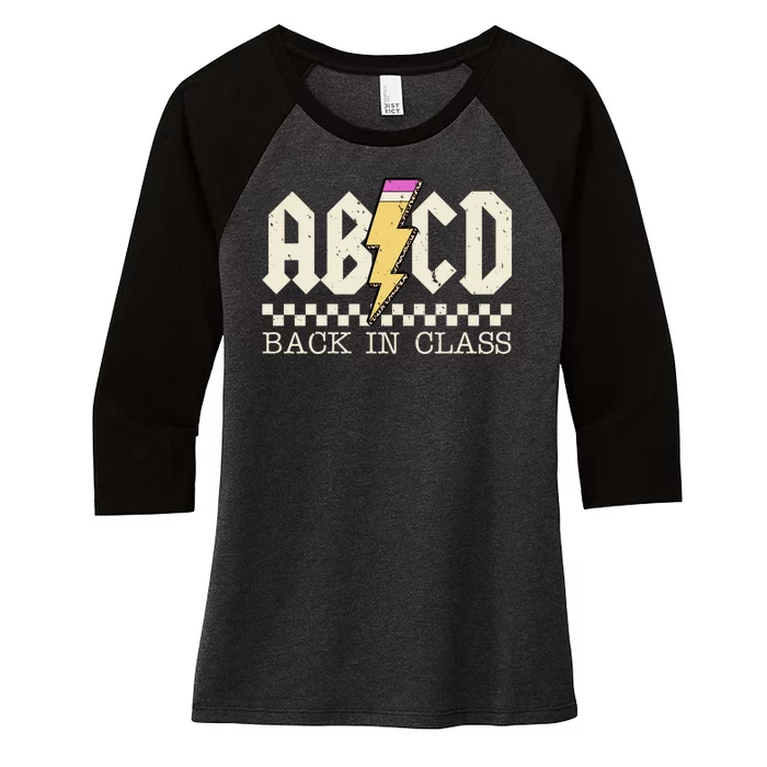 Retro Teacher Tour Abcd Back To School Classic Rock Women's Tri-Blend 3/4-Sleeve Raglan Shirt