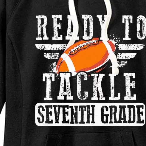 Ready To Tackle Seventh Grade Football Ball Back To School Women's Fleece Hoodie