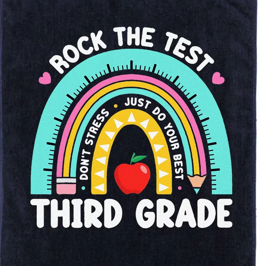 Rock The Test Day 3rd Grade Teacher Third Grade Testing Day Platinum Collection Golf Towel