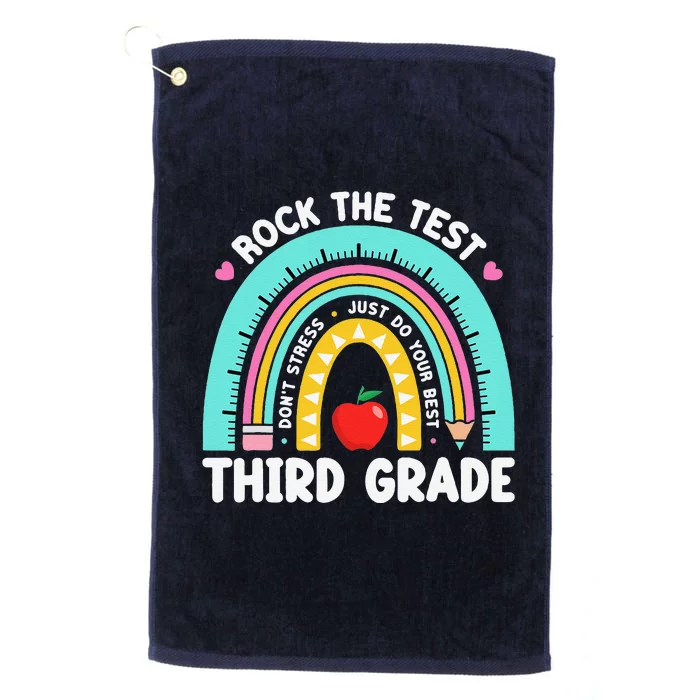 Rock The Test Day 3rd Grade Teacher Third Grade Testing Day Platinum Collection Golf Towel