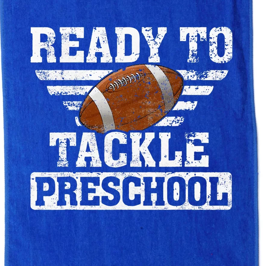 Ready To Tackle Preschool Football First Day Of School Platinum Collection Golf Towel