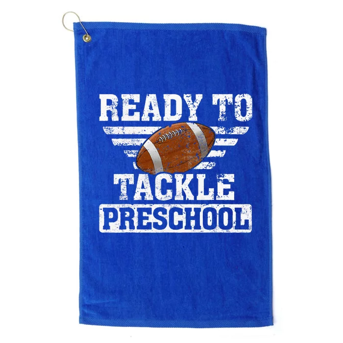 Ready To Tackle Preschool Football First Day Of School Platinum Collection Golf Towel