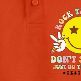 Rock The Test DonT Stress Just Do Your Best Testing Smile Dry Zone Grid Performance Polo