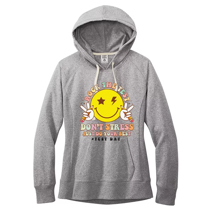 Rock The Test DonT Stress Just Do Your Best Testing Smile Women's Fleece Hoodie