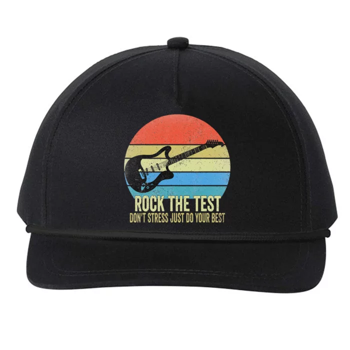 Rock The Test Dont Stress Test Day Funny Testing Day Teacher Snapback Five-Panel Rope Hat