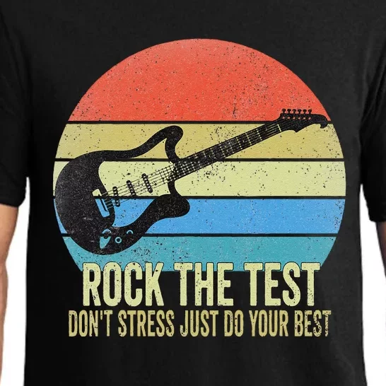 Rock The Test Dont Stress Test Day Funny Testing Day Teacher Pajama Set