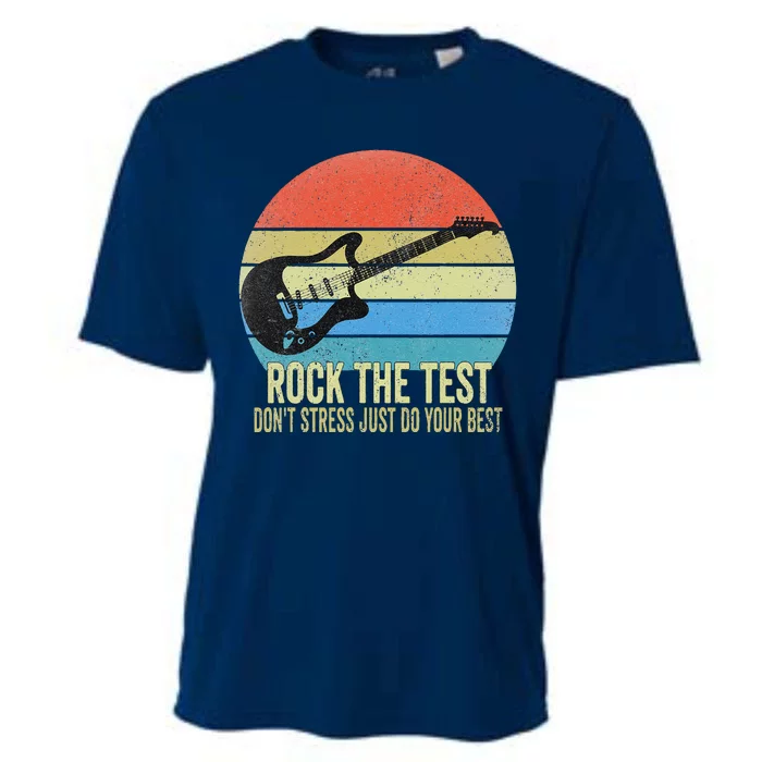 Rock The Test Dont Stress Test Day Funny Testing Day Teacher Cooling Performance Crew T-Shirt