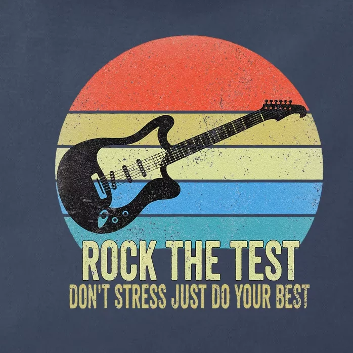 Rock The Test Dont Stress Test Day Funny Testing Day Teacher Zip Tote Bag