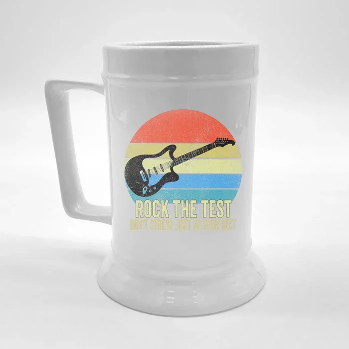 Rock The Test Dont Stress Test Day Funny Testing Day Teacher Front & Back Beer Stein