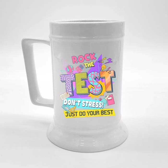 Rock The Test Testing Day Dont Stress Just Do Your Best Front & Back Beer Stein