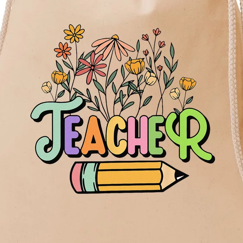 Retro Teacher Teacher for  Best Teacher Gifts Drawstring Bag