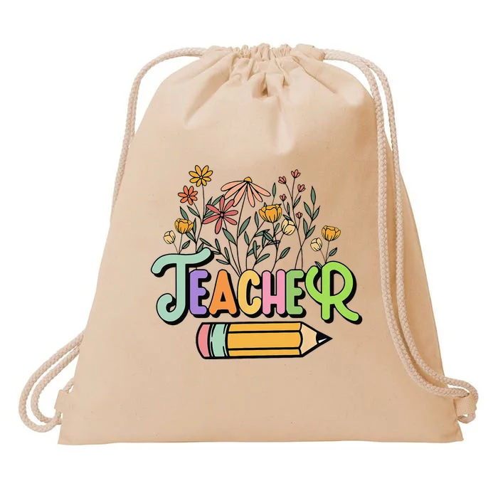 Retro Teacher Teacher for  Best Teacher Gifts Drawstring Bag