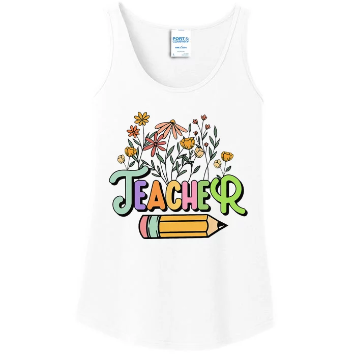 Retro Teacher Teacher for  Best Teacher Gifts Ladies Essential Tank