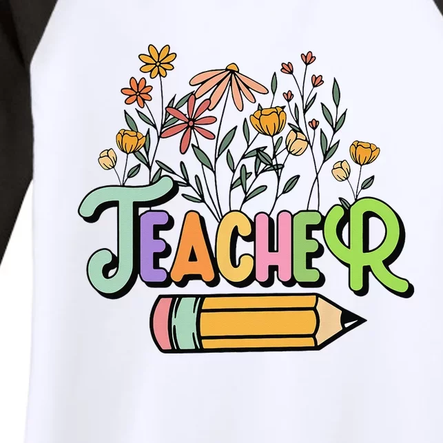 Retro Teacher Teacher for  Best Teacher Gifts Women's Tri-Blend 3/4-Sleeve Raglan Shirt