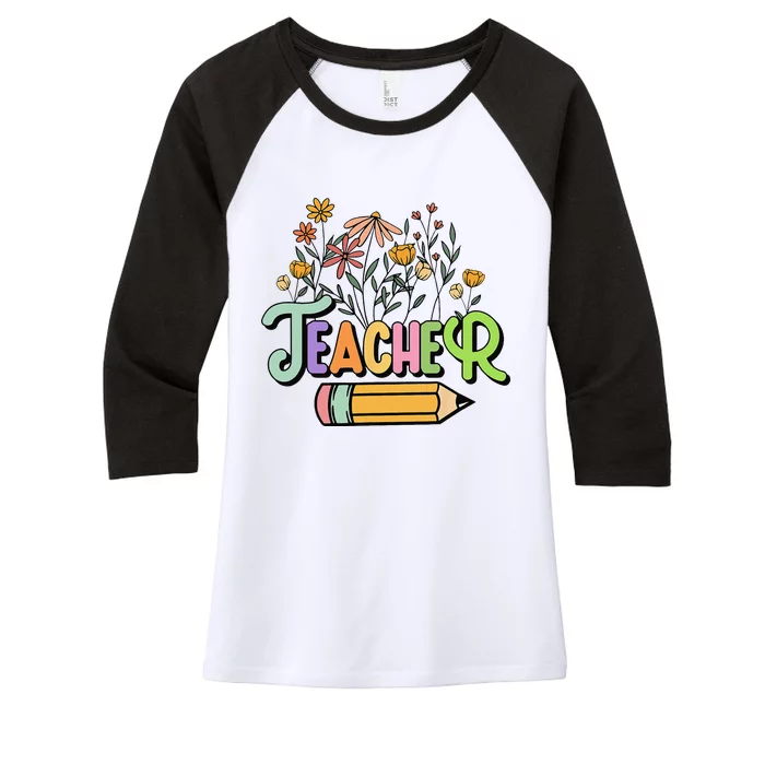 Retro Teacher Teacher for  Best Teacher Gifts Women's Tri-Blend 3/4-Sleeve Raglan Shirt