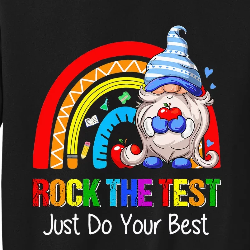 Rock The Test Funny Teacher Testing Day Rainbow Gnomes Sweatshirt